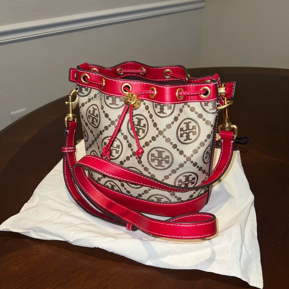 Tory Burch T Mono Floral Bucket Bag - Picture 1 of 9